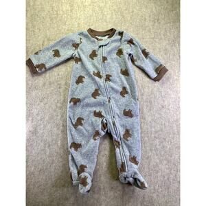 Carter's Fleece Fully Zip Footie Sleeper Gray with Bear Print Size 3-6 Months
